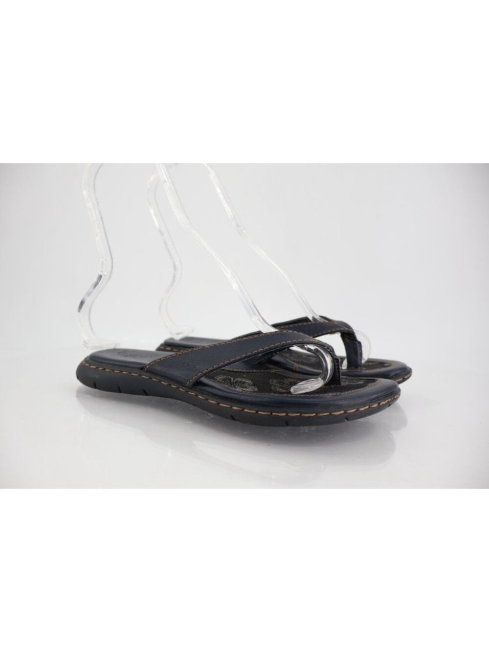 Born BOC Womens Tyne Sandal Size 7 Blue Vegan Leather Thong Slide Shoe Flat